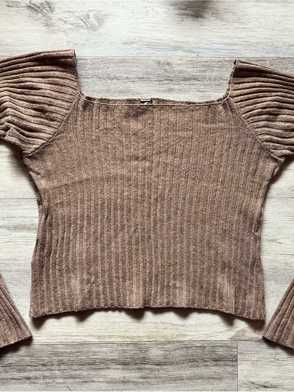 Free People Ribbed Off the Shoulder Top - Brown